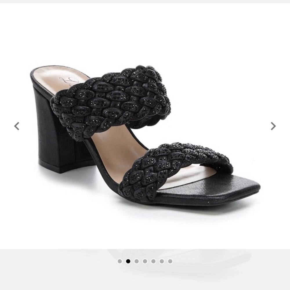 LLORRAINE Macey Special Occasion Shoes Black Bejeweled Heels